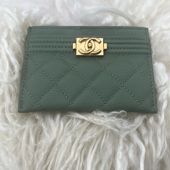 CHANEL Handbags - Chanel classic coin case quilted in A Beautiful green in great condition